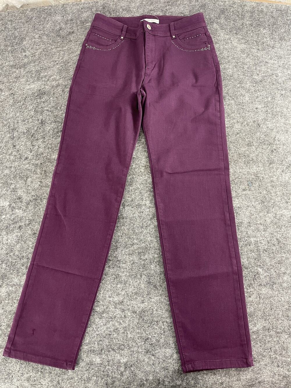Armand Thiery Jeans Womens 8 Purple Beaded Pants Straight Denim EU:38 N109